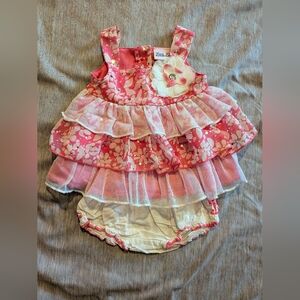 Little Lass Pink and White Ruffle Diaper Cover Set